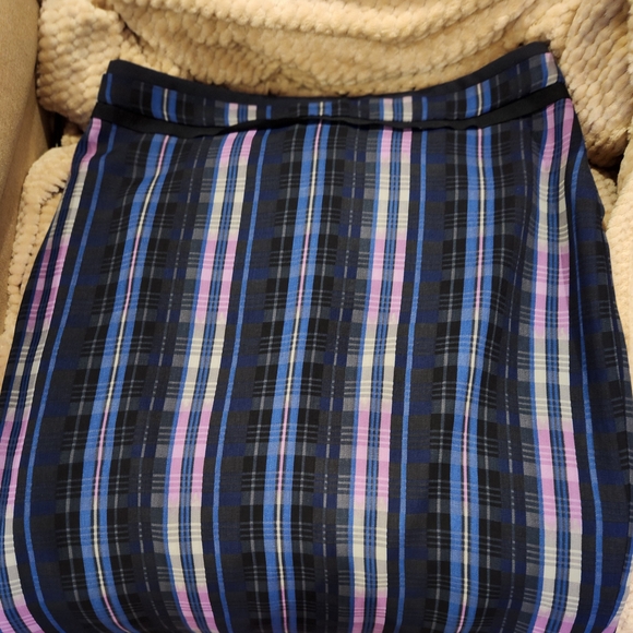 BANANA REPUBLIC Navy & Purple Plaid Y2K Skirt SZ 8 - Picture 5 of 9